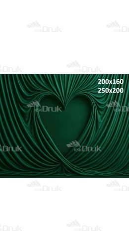 Tło fotograficzne z sercem z tkaniny w butelkowej zieleni | 3745